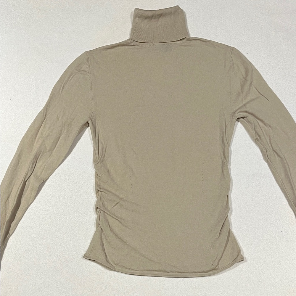 Theory Beige Knit Styled Turtleneck Sweater